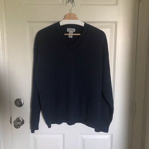 L.L. Bean Navy Blue Lambswool V-neck Sweater